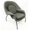 Ver imagem 4 de Poltrona Womb Chair com puff linho grafite base preta - Poltronas do Sul