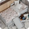 Mini Cama Infantil Montessoriana com Baú Bella + Colchão:cinza - 4