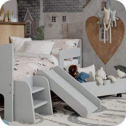 Mini Cama Infantil Montessoriana com Baú Bella + Colchão:cinza - 7