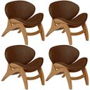 Ver imagem 1 de Kit 4 Poltronas Decorativa Orgânica Sala Living Kadosh L02 Couríssimo Marrom - Lyam Decor
