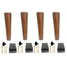 Kit 4 Pé Palito 15cm Amendoa Marrom Claro + Chapinha Inclinada Plástico Pvc - 1