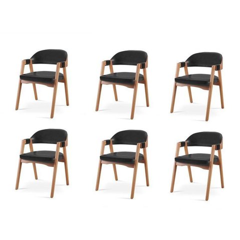 Kit 6 Cadeiras para Mesa de Jantar Gaia Yescasa Preto