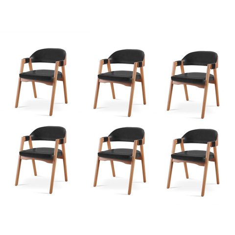 Kit 6 Cadeiras para Mesa de Jantar Gaia Yescasa Preto