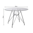 Ver imagem 2 de Mesa Eiffel Redonda 90Cm Tampo De Vidro Com Base De Ferro Preto - Cor: Preto
