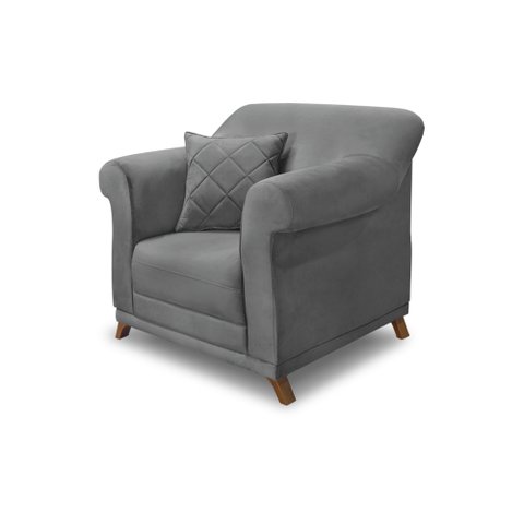 Poltrona Decorativa Apollo Veludo Cinza 2938 - Montanaris Decor
