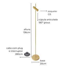 Luminária de Piso Abajur Chão Sofhie Dourada (edição Limitada) - 2