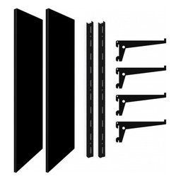 Kit 2 Prateleiras 60X30 +2 Trilhos E 4  Suportes Em Aço -Preto -Brasforma -K2Mp60X30X1.5Uv - 2