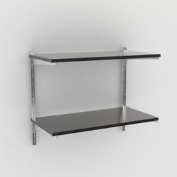 Kit 2 Prateleiras 60X30 +2 Trilhos E 4  Suportes Em Aço -Preto -Brasforma -K2Mp60X30X1.5Uv - 1