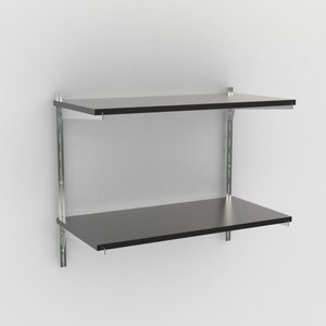 Kit 2 Prateleiras 60X30 +2 Trilhos E 4  Suportes Em Aço -Preto -Brasforma -K2Mp60X30X1.5Uv