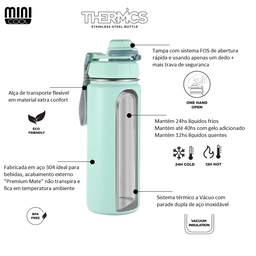 Garrafa Térmica Aço Inox 1 Litro Plus Preta com Listra - Minicool - 7