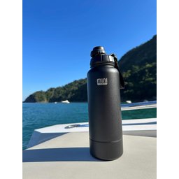 Garrafa Térmica Aço Inox 1 Litro Plus Preta com Listra - Minicool - 6