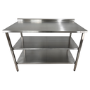 Ver imagem 2 de Mesa de Aço Inox Industrial 130x70x90 Cm com 2 Prateleiras Plano Liso com Espelho Nortinox
