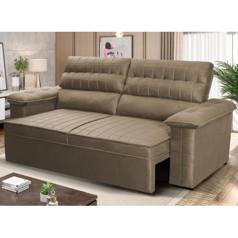 Sofá Retrátil Reclinável 2 Lugares com Molas 1,80m Quantum Suede Velut Tabaco - King House