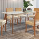 Ver imagem 2 de Mesa de Jantar 6 Lugares Rertangular Tampo Madeira Maciça Versales Espresso Móveis Cinamomo/Off White