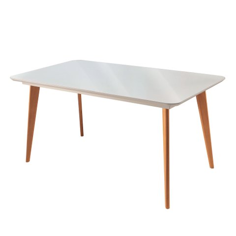 Mesa de Jantar 6 Lugares Rertangular Tampo Madeira Maciça Versales Espresso Móveis Cinamomo/Off White