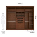 Ver imagem 3 de Guarda-Roupa Casal 6 Portas com Espelhos 267cm MDF Linhares Marrom/Jequitiba
