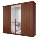 Ver imagem 2 de Guarda-Roupa Casal 6 Portas com Espelhos 267cm MDF Linhares Marrom/Jequitiba