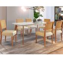 Ver imagem 1 de Conjunto Sala de Jantar 6 Lugares Tampo Vidro/MDF 160cm Madeira Maciça Mesa e Cadeiras Versales Cina