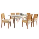 Ver imagem 6 de Conjunto Sala de Jantar 6 Lugares Tampo Vidro/MDF 160cm Madeira Maciça Mesa e Cadeiras Versales Cina