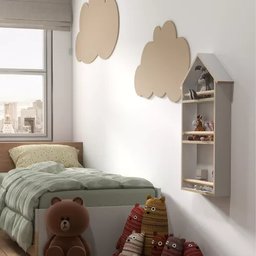 Nicho Triplo Casa Prateleira Infantil de Mdf Branco para Livros, Brinquedos e Decoração Expositor de - 2