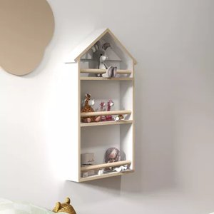 Nicho Triplo Casa Prateleira Infantil de Mdf Branco para Livros, Brinquedos e Decoração Expositor de