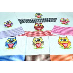 Jogo de Semaninha em Ponto Cruz e Barrado - Corujinha Arte & Tear