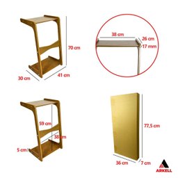 Mesa de Canto Itália Suporte Lateral Sofá com Base Clássica Curva Castanho - Arkell - 3