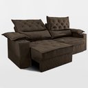 Ver imagem 3 de Sofá Retrátil e Reclinável 2,40m com Porta Copos e Molas Cosmos Velusoft Café Cama Inbox