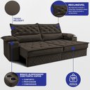 Ver imagem 2 de Sofá Retrátil e Reclinável 2,40m com Porta Copos e Molas Cosmos Velusoft Café Cama Inbox