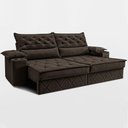 Ver imagem 1 de Sofá Retrátil e Reclinável 2,40m com Porta Copos e Molas Cosmos Velusoft Café Cama Inbox