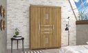 Ver imagem 5 de Guarda-roupa Taurus 6 Portas 3 Gavetas Imperial Nature com Pés de Madeira 227cm