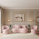 Ver imagem 1 de Conjunto Decorativo 02 Poltronas + Sofá Curvo Orgânico Nature Gaia Veludo Rosê - Montanaris Decor