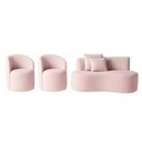 Ver imagem 2 de Conjunto Decorativo 02 Poltronas + Sofá Curvo Orgânico Nature Gaia Veludo Rosê - Montanaris Decor