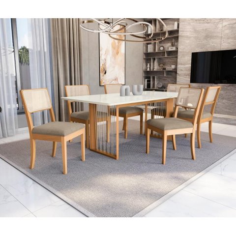 Conjunto Sala de Jantar Madeira Maciça 6 Cadeiras Kappesberg