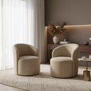 Ver imagem 1 de Kit 02 Poltronas Curva Orgânica Nature Gaia Veludo Bege - Montanaris Decor