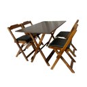 Ver imagem 1 de Mesa Dobrável com 4 Cadeiras Estofadas 120x70 Preto