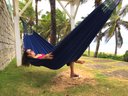 Ver imagem 1 de Combo Rede de Dormir Jeans Azul Básica mais Manta Jeans Off White