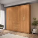 Ver imagem 1 de Guarda-Roupas 6 Portas e 4 Gavetas de Madeira Marrom/Canela