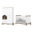 Ver imagem 3 de Conjunto Quarto de Bebê com Berço Mini Cama 2 em 1+ Guarda-Roupa com Nichos Decorativos Branco/Jequitibá HP Ternura