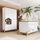 Ver imagem 1 de Conjunto Quarto de Bebê com Berço Mini Cama 2 em 1+ Guarda-Roupa com Nichos Decorativos Branco/Jequitibá HP Ternura
