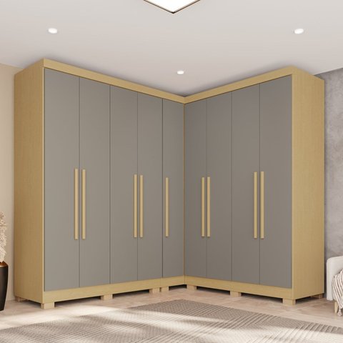Guarda-Roupa de Canto Modulado com Pés 9 Portas 4 Gavetas França