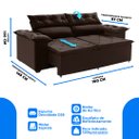 Ver imagem 3 de Sofá Compact 180cm com Molas Espirais Marrom Retrátil, Reclinável