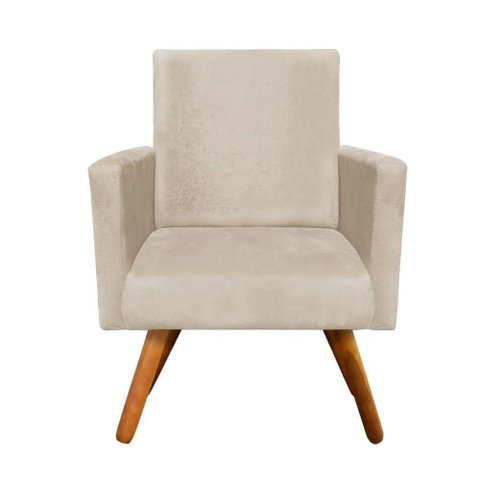 Poltrona Decorativa Nina Sala e Escritório Suede Nude