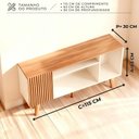 Ver imagem 3 de Rack Retrô para TV até 55 Polegadas MDF 115cm Pés em Madeira Maciça Retro 1 Porta Ripada