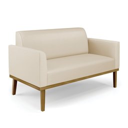 Sofá Namoradeira com 2 Poltronas Base de Madeira Fixa Castanho Marisa Corino Bege - D'rossi - 3 Sofá Namoradeira com 2 Poltronas Base de Madeira Fixa Castanho Marisa Corino Bege - D'rossi - 3