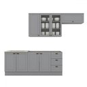 Ver imagem 2 de Cozinha Completa Americana 8 Portas 3 Gavetas com Vidro 100% Mdf Cinza - Henn