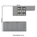 Ver imagem 4 de Cozinha Completa Americana 8 Portas 3 Gavetas com Vidro 100% Mdf Cinza - Henn