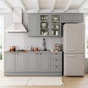 Ver imagem 1 de Cozinha Completa Americana 8 Portas 3 Gavetas com Vidro 100% Mdf Cinza - Henn