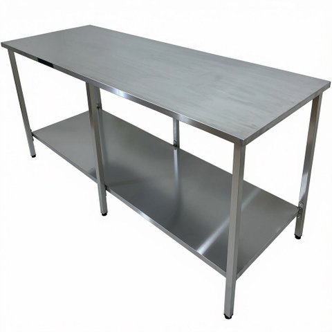 Mesa Aço Inox Industrial 190x70x90 cm Plano Liso Nortinox
