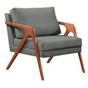 Ver imagem 2 de Poltrona Decorativa em Madeira Maciça com Estofado em Linho:cinza